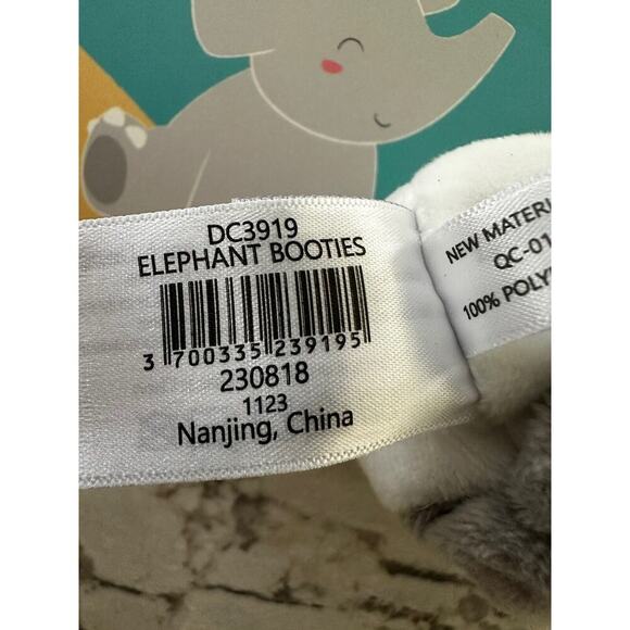 DOUDOU Et Compagnie Paris Elephant Baby Plush Bootie 1st Slippers 0-6 Months - Picture 8 of 9